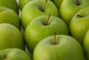 A close up picture of Granny Smith apples