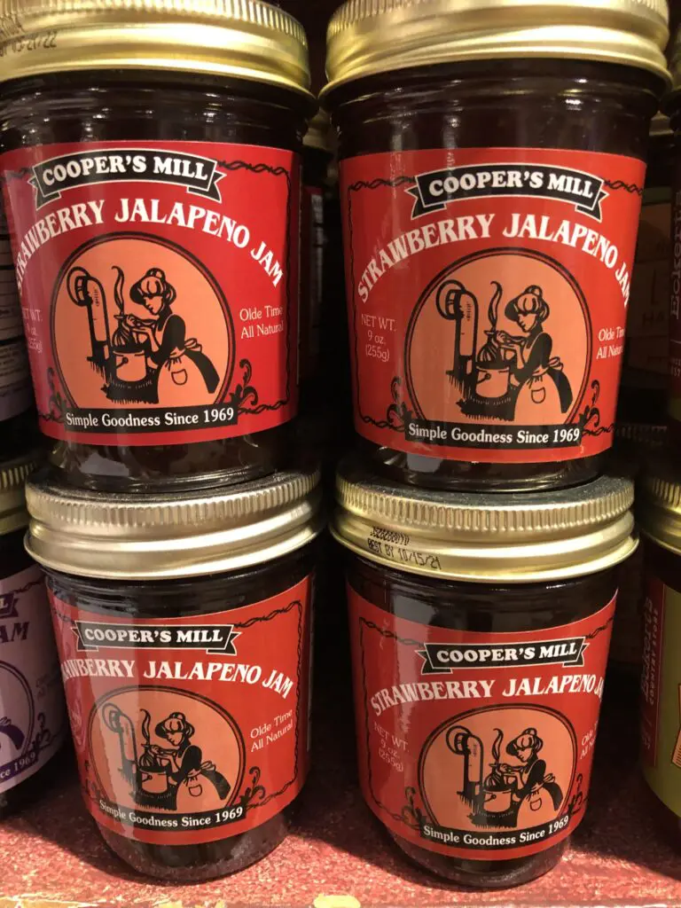 Four jars of Cooper's Mill Strawberry Jalapeno Jam