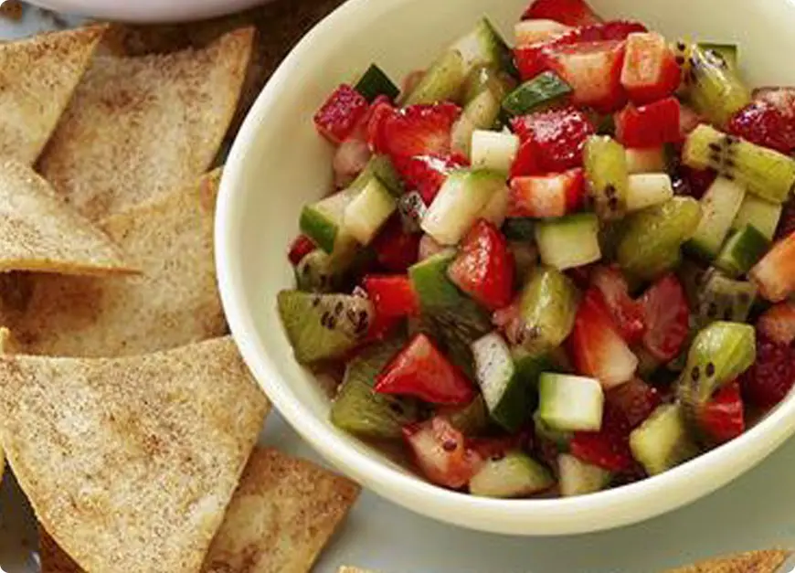 Strawberry Salsa with Cinnamon Crisps