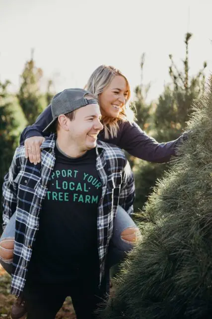 Young couple searcing for the Perfect Christmas Tree