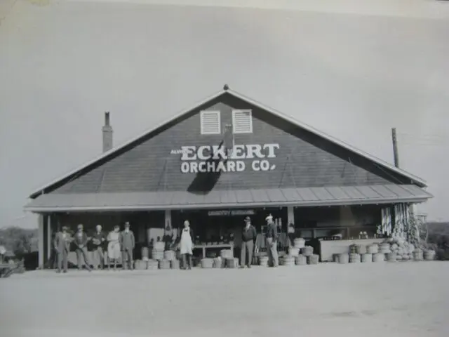 Eckert's History - Family in front of Market.