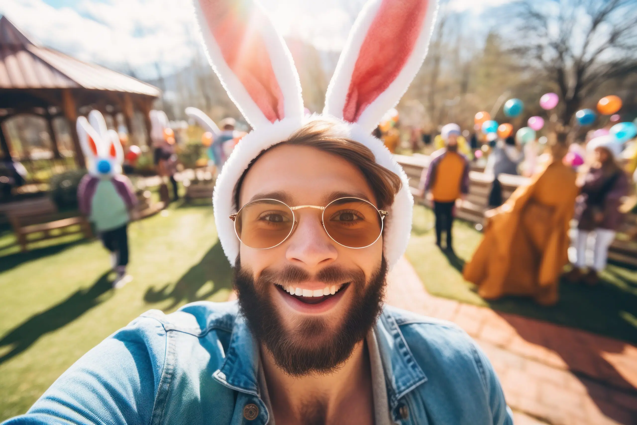 Adult Easter Egg Hunt - Man with bunny ears