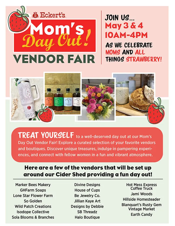 Join us for a vendor fair in our cider shed to celebrate mom