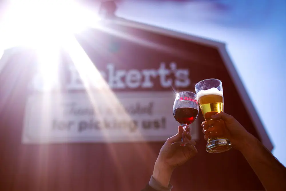 Sip & Savor Festival. Wine and Beer Glass Salute with Eckert's Red Barn