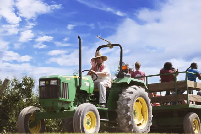 Fun tractor ride to the Pick-Your-Own Fields