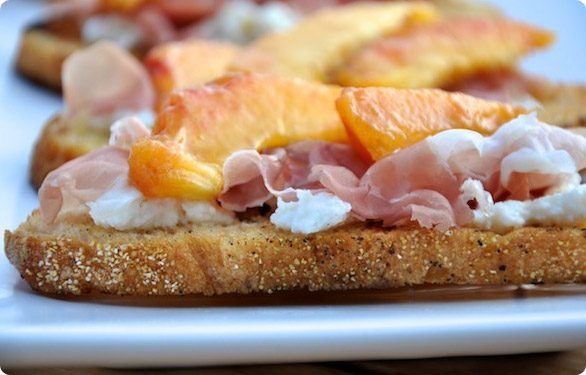 Peach Prosciutto Crostini