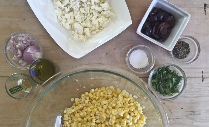 Ingredients for Homegrown Corn Salad with Feta & Herbs