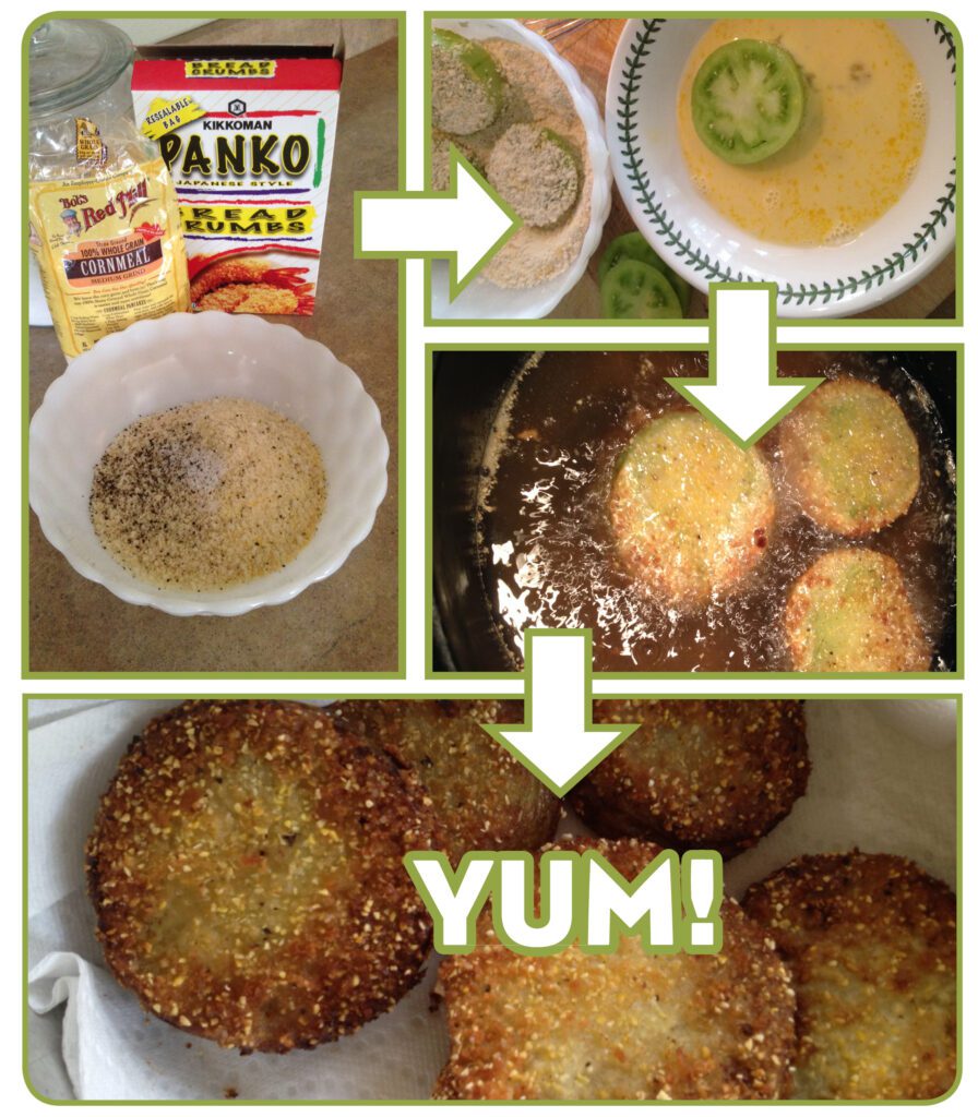Collage of How to Make Fried Green Tomatoes