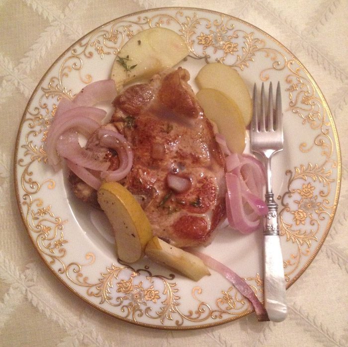 Oven Baked Apples, Onion and Pork