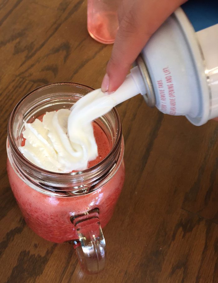Whipped Cream on Strawberry Smoothie